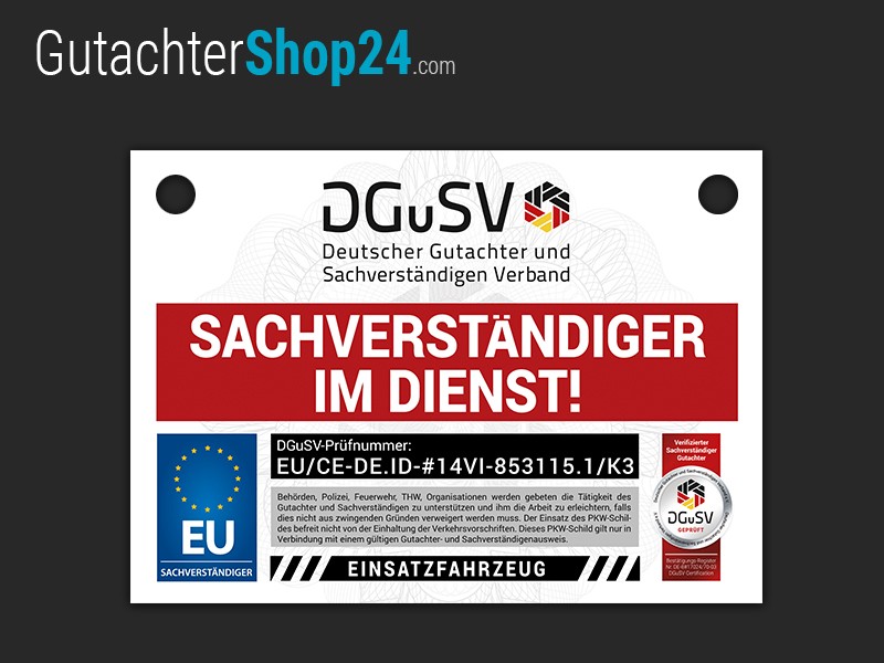 PKW Schild mit Saugnapf » Gutachtershop - Print- und Webprodukte